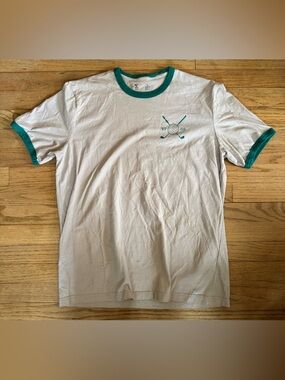 Men's Ringer T-Shirt with Teal Trim and Golf Graphic